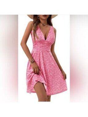 Sleeveless Floral V-Neck Summer Dress